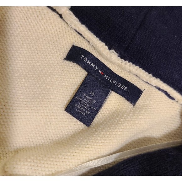 Tommy Hilfiger Womens Size M Cardigan Sweater Button Front Cream Blue - Picture 3 of 12